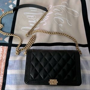 SOLD Chanel Boy Black Caviar Wallet on Chain